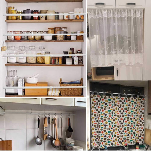 2pcs Adjustable Tension Curtain Rod, 28 to 43 Inches Spring Rods Closet Rod Cupboard Bars Spring Loaded Curtain Rods Tensions Rod For Windows,Kitc...