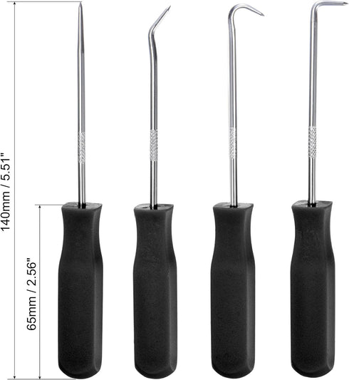 MECCANIXITY O-Ring Pick and Hooks 4in1 Set 140mm Oil Seal Gasket Precision Screwdriver Puller Remover Tool, Black...