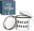 Golden Hills Mercantile Bacon Grease Saver with strainer - rustic mid-century modern farmhouse design, white enamel on metal, 4 inch x 4 inch vint...