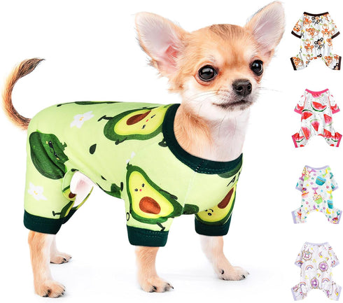 Pet Clothes Puppy Clothes for Small Dogs Boy Girl - Soft Stretch Dog Pajamas Dog Jumpsuit Cute Avocado Pattern Dog Pjs Shirts Dog Outfits Onesies ...