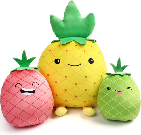 BenBen Pineapple Plush Toy, Set of 3, 12", 7" and 6'' Squishy Stuffed Animal Toys, Fruit Plushies, Fun Plush Pillow, Easter Basket Stuffers, Ms Sw...