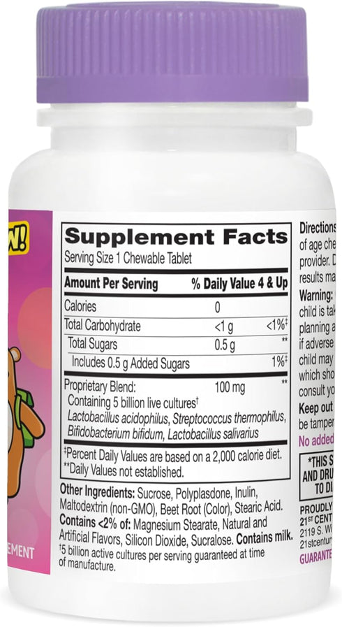 21st Century Zoo Friends Probiotic Chewable, Fruit Punch Flavors, 30 Count...