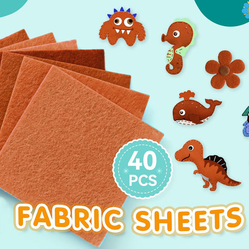 Hlonon 40Pcs Brown Felt Fabric Sheets, 6 x 6 Inch Pre-Cut Felt Sheet for DIY Crafts Sewing Patchwork Art Projects, 4 Colors...