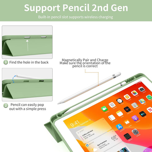 Aoub Case for iPad 6th Generation 2018/iPad 5th Generation 2017 9.7 inch, with Pencil Holder, Auto Sleep/Wake, Soft TPU Back Slim Lightweight Trif...