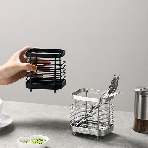 Kitchen Utensil Holder, Stainless Steel Sink Utensil Holder Countertop, Kitchen Utensil Drying Caddy, Cutlery Drainer for Kitchen Utensil, Rust-Pr...