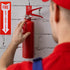 2 Pack Fire Extinguisher Holder and 4 Pieces Fire Extinguisher Sign Sticker, 20lb Fire Extinguisher Wall Hook Mount Bracket for Big and Small Fire...