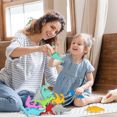 Wooden Dinosaur Puzzles for Toddlers 2-4, Stacking Dinosaur Blocks Toys for Kids 3-5, Toddler Montessori Toys for 2 3 4 Year Old Boy Girl Birthday...