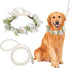 Dog Wedding Flower Collar with Pearls Beaded Leash,Elegant Dog Flower Headband,Dog Wedding Attire Wreath Bow,Pet Photo Prop (Large)...