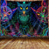 JAWO Psychedelic Owl Tapestry - Trippy Forest Line Art Wall Hanging for Bedroom, Moon Animal Bird Blacklight Tapestry (60X40 Inch)...