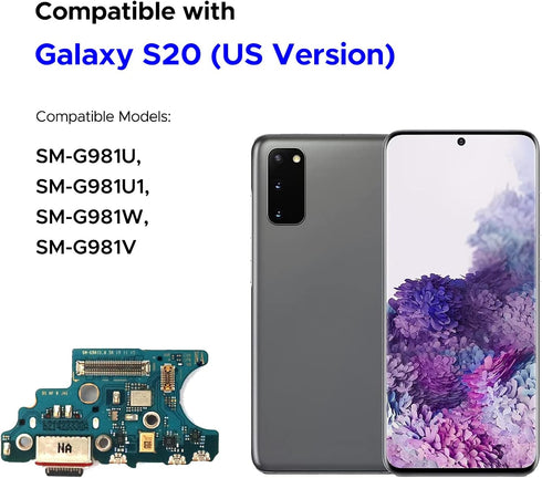 Charging Port Replacement Kit Compatible with Galaxy S20 5G US Version, SM-G981U, SM-G981U1, SM-G981W, SM-G981V Dock Board USB-C Connector, with I...