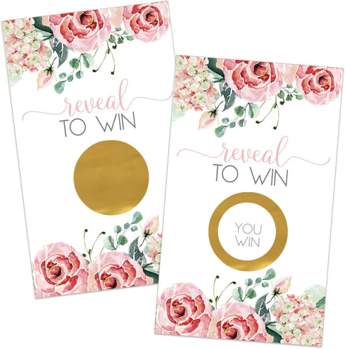 Paper Clever Party Charming Floral Bridal Shower Games - 30 Pack - Pink Scratch Off Raffle Cards - Fun Wedding Activities, Lottery Tickets & Door ...