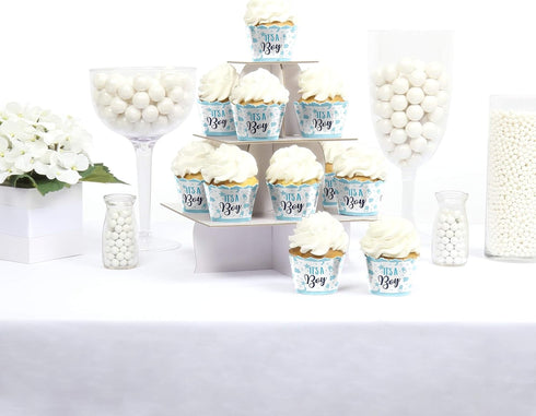 Big Dot of Happiness It's a Boy - Blue Baby Shower Decorations - Cupcake Wrappers - Set of 12...