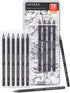 Arteza Woodless Graphite Pencils, Set of 12, HB, 2B, 4B, 6B, 8B, and EE, Black Drawing Pencils, Art Supplies for Shading and Sketching...