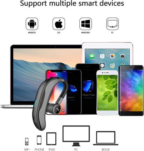 Wireless Headset Wireless Headphone Handsfree Call Earpiece Noise Cancelling Earbud Long Standby Time Earphone Compatible with Smart Cell Phones T...