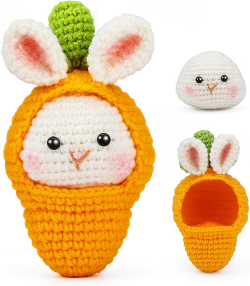 Iuuidu Crochet Kit for Beginners, Crochet Animal Kit Rabbit Carrot, Crochet Start Kit with Crochet Hook Set Crochet Yarn, Step-by-Step Video Tutor...