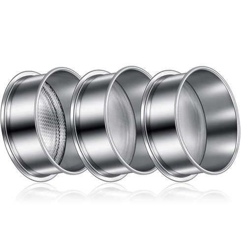 3 Pcs 304 Stainless Lab Sieves, 200 Mesh (0.074 Mm), 80 Mesh (0.18 Mm), 10 Mesh (2 Mm) Aperture Test Sieve, 4 Inch Diameter Economy Test Sieve wit...