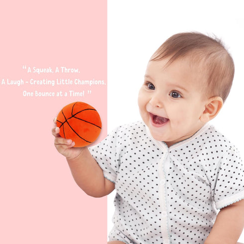 June Garden 3" My First Basketball - Plush Baby Squeaky Sensory Toy - Safe Soft Sports Toy for Infants Boys and Girls...