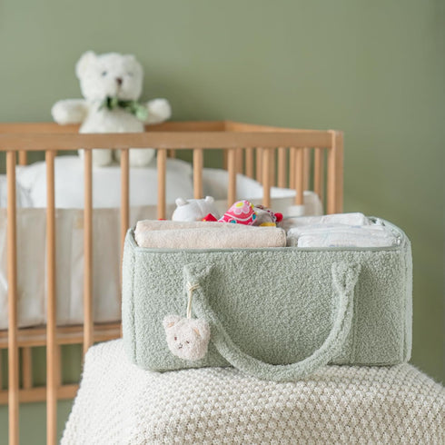 Dahey Baby Diaper Caddy Organizer with Bear, Nursery Storage Basket Gifts for Newborn Shower Essentials, Handle Portable Car Diaper Bag for Baby C...