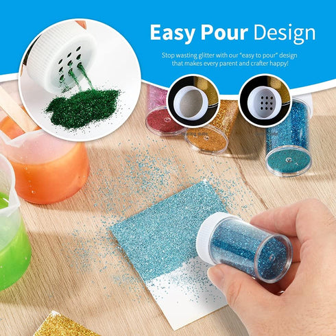 Teenitor Fine Glitter for Crafts Set, 24 Jars Hair Glitter for Kids Face and Body Glitter, Extra Fine Glitter for Resin Craft Glitter, Nail Glitte...