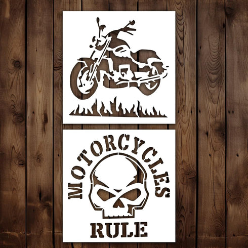 Motorcycle Stencil | Punisher Motorcycles Skull Street Art Graffiti Stencils for Painting on Wood, Glass, Wall, Rock, Fabric, Walls, Canvas, Glass...