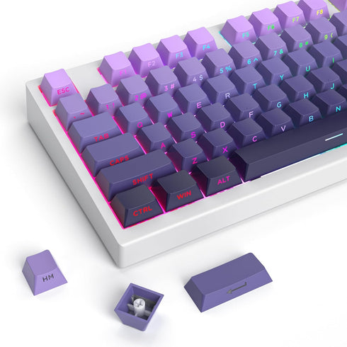 PBT Gradient Purple Keycaps Side Printed Shine Through Keycaps Set Cherry Profile Double Shot Custom Keycaps Minimalist Style for Mechanical Keybo...