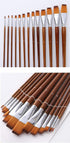 Paint Brushes Nylon Hair 13pcs Flat Head Long Handle Acrylic Paint Brush Set for Canvas Painting Oil Paint Professional Painting Kits (Flat 13pcs ...