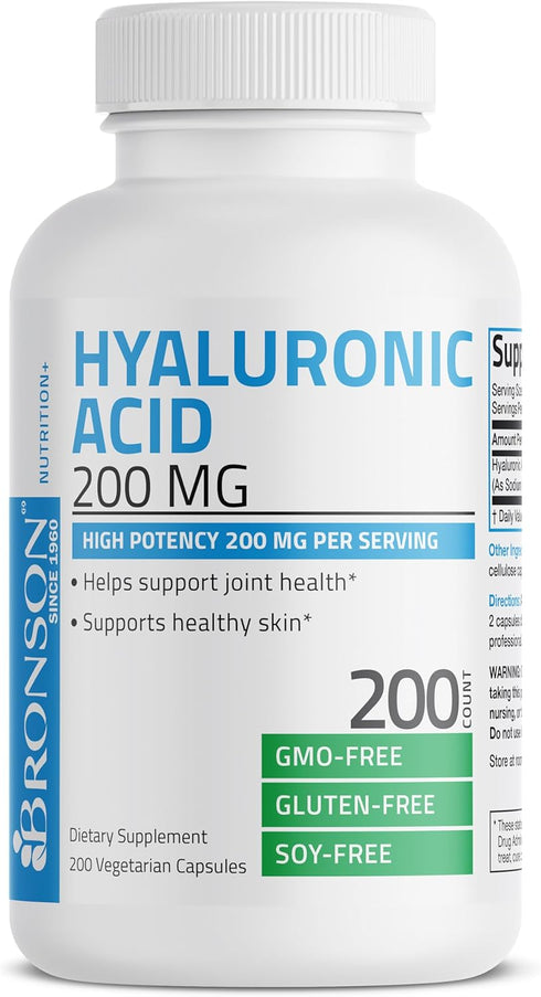 Bronson Hyaluronic Acid 200 MG High Potency Joint Health & Healthy Skin Support, Non-GMO, 200 Vegetarian Capsules...