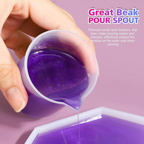 40 PCs 50ML Resin Measuring Cup Reusable Resin Cups Plastic Beakers, 50 PCS Wooden Stir Stick Multipurpose Mixing Cups for Resin Epoxy Mixing Pain...
