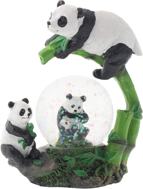 Elanze Designs Panda Bear Family China Magical Whimsical Tabletop Dresser Nightstand Figurine Miniature 45MM Sturdy Polyresin Glitter Water Snow G...