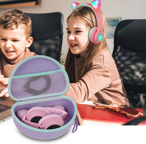 Headphone Case for Riwbox CT-7 Pink/for Jack CT-7S Cat Green 3.5mm/ for iClever IC-HS01/for Picun/for FosPower Bluetooth Wireless Over-Ear Headpho...