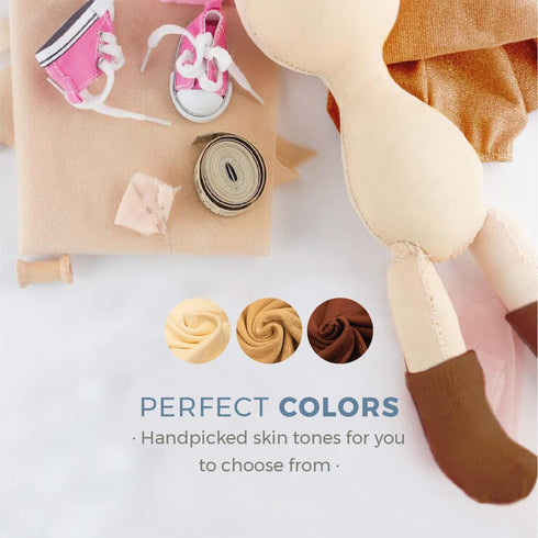 VALENGO Premium Skin Tone Fabric for Doll Making, 100% Cotton Interlock Fabric, Waldorf Doll Skin Fabric, Cloth Doll Skin Color Fabric - 1 Yard (F...