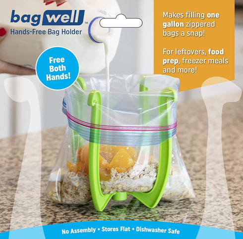 Bag Well Ziplock Bag Food Prep Holder Stand for Food Storage Bags, Gallon Size...