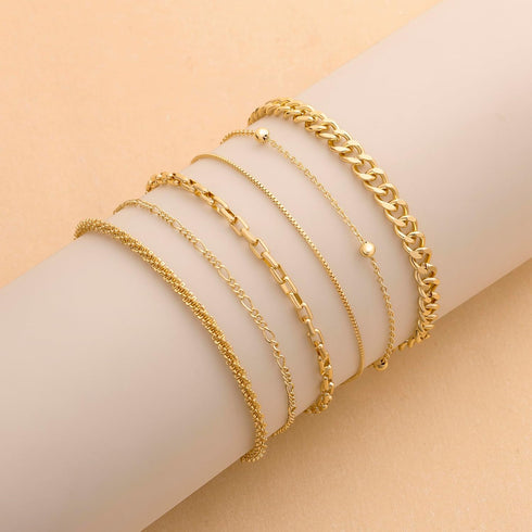 DEARMAY Waterproof Gold Bracelets Set for Women Trendy, Dainty 14K Real Gold Plated Jewelry Fashion Stackable Tennis Beaded Figaro Herringbone Pap...