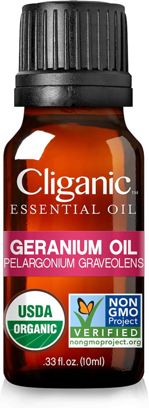 Cliganic Organic Geranium Essential Oil, 100% Pure Natural for Aromatherapy | Non-GMO Verified (Packaging May Vary)...