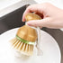 Bamboo Dish Brush, Scrub Brush for Dishes Pots Pans Kitchen Sink Cast Iron Skillet Cleaning, Pack of 2...
