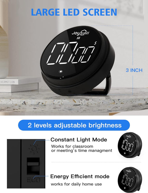 JOYHILL Revolutionary Digital Kitchen Timer: Large LED Display, 3 Volume Levels, Magnetic & Portable - Ideal for Cooking, Teaching, Fitness, & Mor...