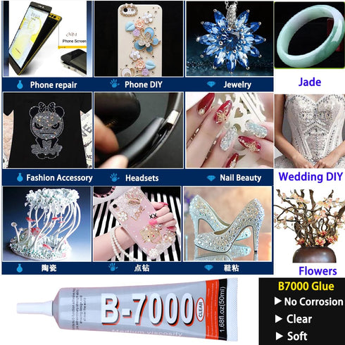 2Pcs/Bulk Clear Glue B7000 T7000 Black Glue 50ML for Cell Phones Repair Rhinestones Jewelry Glass Screen Electronic Component Clothes Fabric Texti...