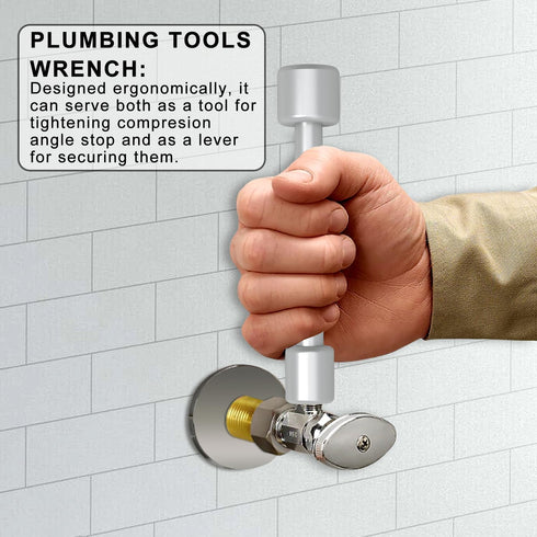 Plumbing Tools Angle Stop Wrench Kit, Angle-on Wrench Professional Plumber Wrench Tools for Installing New Compression Angle Stop and Removing the...
