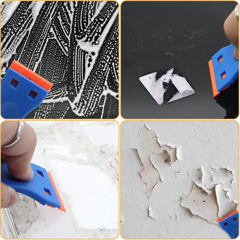5pcs Plastic Razor Blade Scraper, Plastic Sticker Remover Scraper with 100pcs Plastic Razor Blades, Paint Spatula Scraper Cleaner Tool for Sticker...