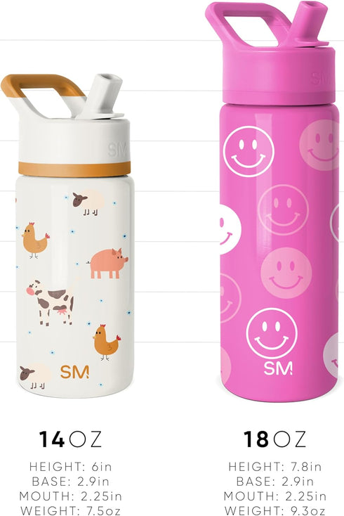 Simple Modern Kids Summit Water Bottle with Straw Lid | 14oz Stainless Steel Cup Insulated Tumbler Tumbler for Girls, School | Unicorn Rainbows...