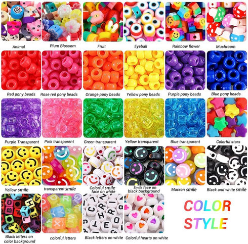 JOICEE Bracelet Making Kit Pony Beads fruite flower Polymer Clay Beads Letter Beads for Jewelry Making, DIY Arts Earring and Crafts Gifts for Girl...