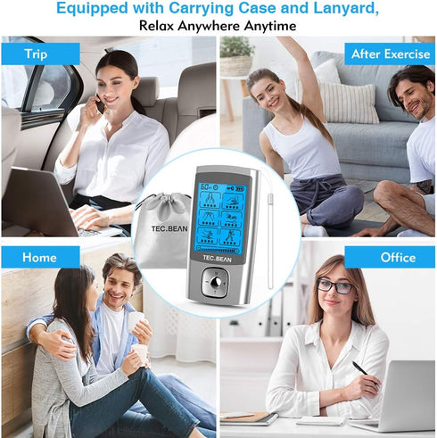 24 Modes Tens Unit Muscle Stimulator, Rechargeable Tens Machine with 8 Electrode Pads (American Gel), Electric Pulse Massager for Pain Relief Ther...