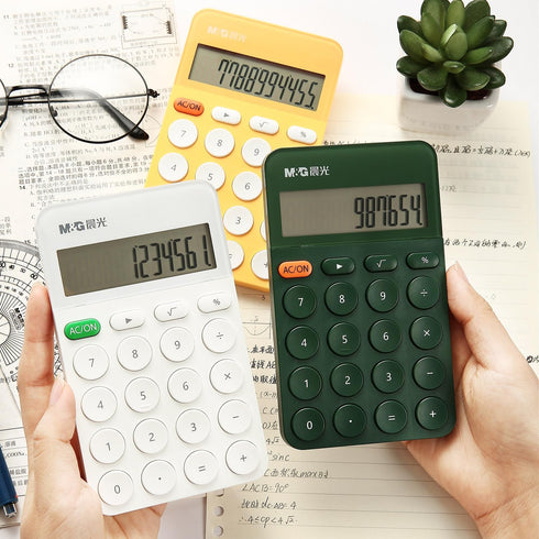 M&G Desk Calculator 12 Digit Calculator with Large LCD Display and Buttons, Automatic Sleep, Portable Cute Calculator for School Home Business Off...