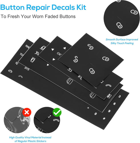 Car Interior Button Repair Decals Kit Steering Wheel Window Switch Door Lock Radio Number Stickers Fits for 2008-2014 Mercedes Benz W204 C250 C350...