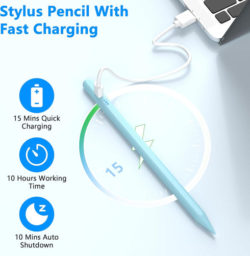 Stylus Pens for iPad 10th 9th Generation with Palm Rejection, Fast Charging Apple Pencil 2nd Generation Compatible with iPad Pro 11'', iPad Pro 12...