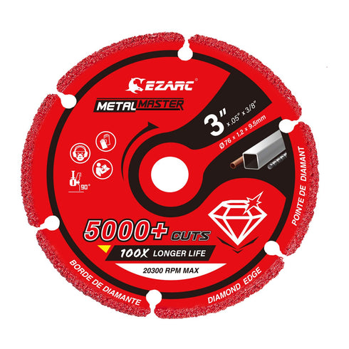 EZARC Diamond Cutting Wheel 3 x 3/8 Inch for Metal, Cut Off Wheel with 5000+ Cuts on Rebar, Steel, Iron and INOX...