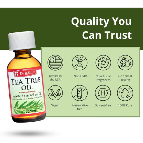 De La Cruz 100% Pure Tea Tree Essential Oil from Australia - Steam Distilled for Aromatherapy - 1 FL OZ (30 mL)...