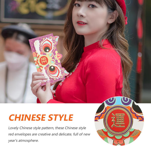 COHEALI Chinese Red Envelopes 12Pcs Traditional Chinese New Year Red Envelopes 2024 Year Dragon Hong Bao Money Pockets...