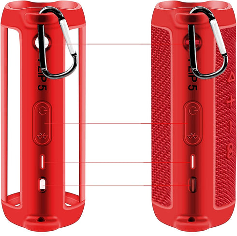 Silicone Case for JBL FLIP 5 Waterproof Portable Bluetooth Speaker, Gel Soft Skin Rubber Cover, Travel Carrying Storage Bag Pouch with Shoulder St...