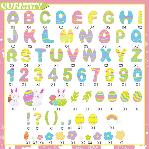 Tenare 133 Pcs Bulletin Board Letters Rabbit Alphabet Cutouts Numbers Set 110 Uppercase Poster Board Letters 23 Symbols ABC Letters for Classroom ...